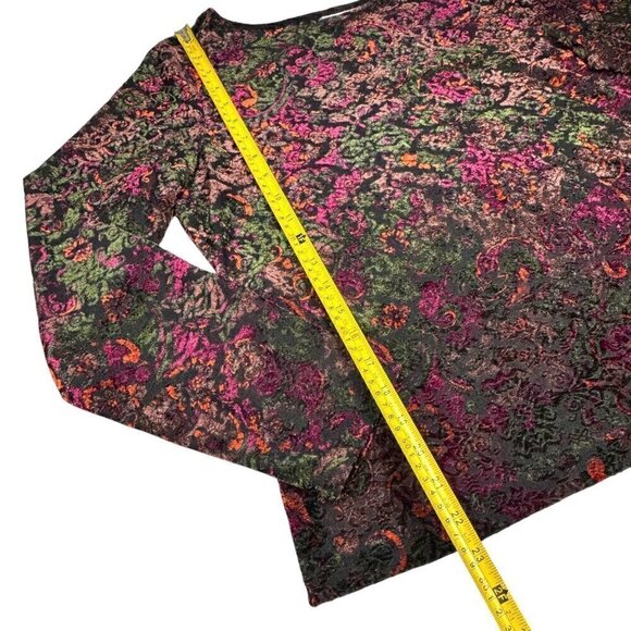 Marsh Landing Burnt Out Velvet Top Sz.M Multi Burgundy Long Sleeve Fairy Grunge - Picture 7 of 8